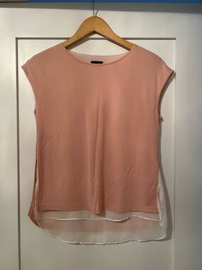 Ann Taylor Blush Pink Layered Chiffon Top - Size Small